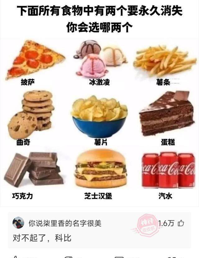 搞笑评论：若是以下所有食物都永久消逝，你会选择哪个？