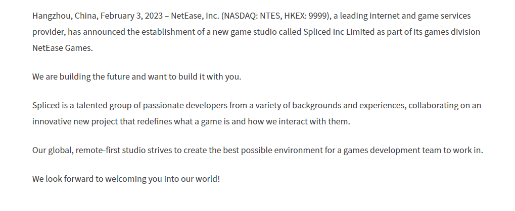 网易成立海外工做室Spliced，R星、动视等3A大厂员工加盟