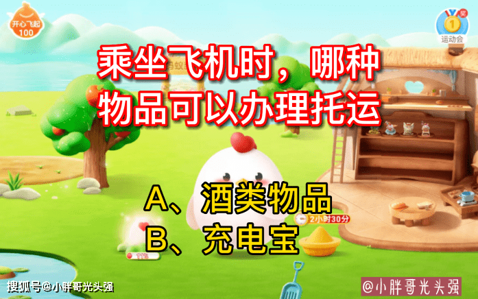 乘坐飞机时哪种物品能够打点托运？酒类物品仍是充电宝？蚂蚁庄园