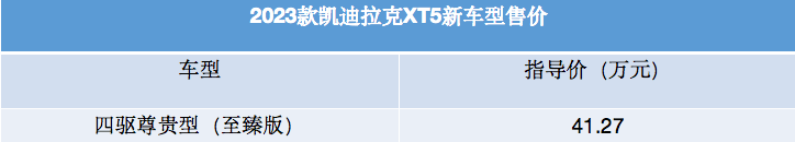 凯迪拉克XT5新车型正式上市！设置装备摆设优化，售价41.27万元