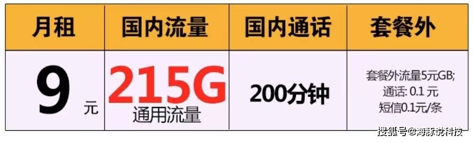 中国电信“卷王”，215G大流量+200分钟时长+活动价9元/月