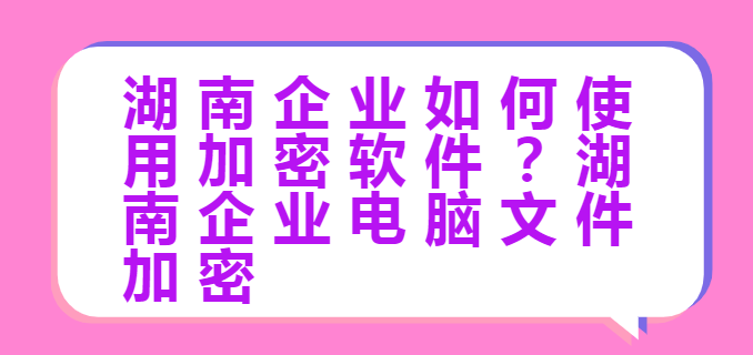 湖南企业若何利用加密软件？湖南企业电脑文件加密