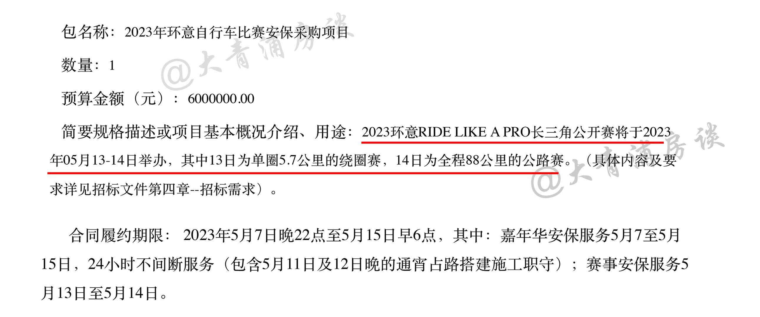 因疫情阔别两年的环意自行车赛5月重磅回归，赛事安保项目招标