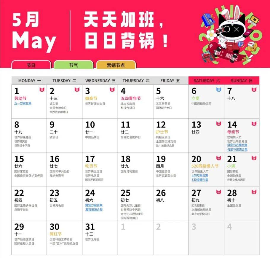 5月营销筹谋热点与标的目的，活动小顶峰！30+创意思绪~|文末福利