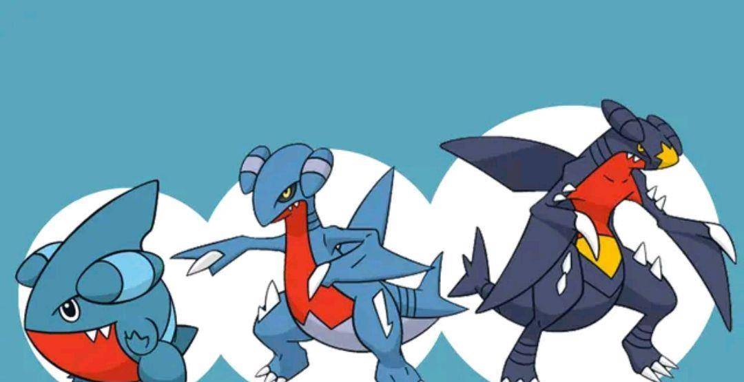 圆陆鲨，尖牙陆鲨、烈咬陆鲨，这三种精灵是依次进化而来的，听名字就知