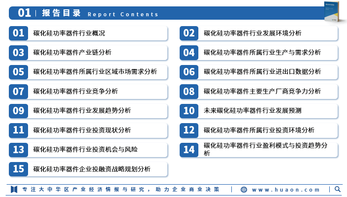 业、科研、投资机构等单位投资决策、战略规划、产业研究提供重要参考。报告目录：第一部分 碳化硅功率器件