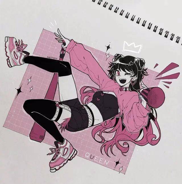 漫画角色创作手稿,针管笔马克笔手绘插画