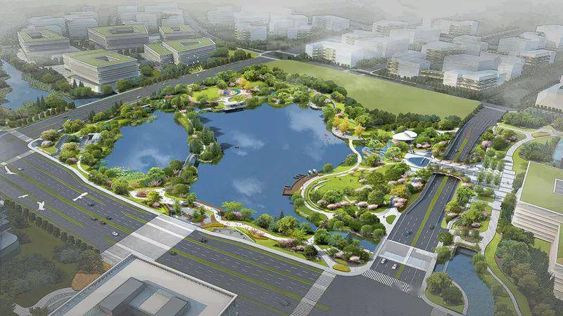 丰收湖公园鸟瞰图