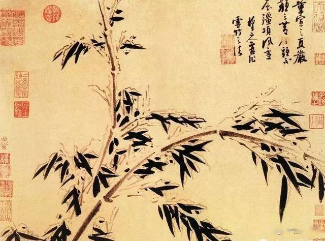 元 吴镇《墨竹谱》雪竹画法 吴镇(1280-1354),元代画家.
