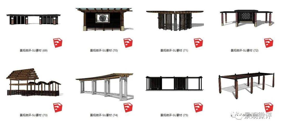 廊架su超精细模型-免费下载-按照微文最后面获取,方式直接下载新中式