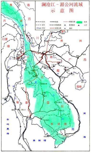 澜沧江-湄公河流域示意图湄公河流域的农业用水量占总用水量的80%