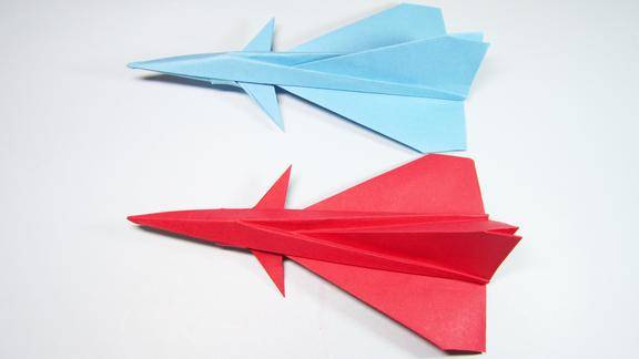 纸艺手工纸飞机折纸,一张纸折出霸气的歼10战斗机