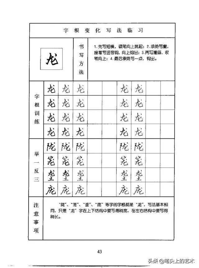 行书快速学习法,练好这些字根可举一反三