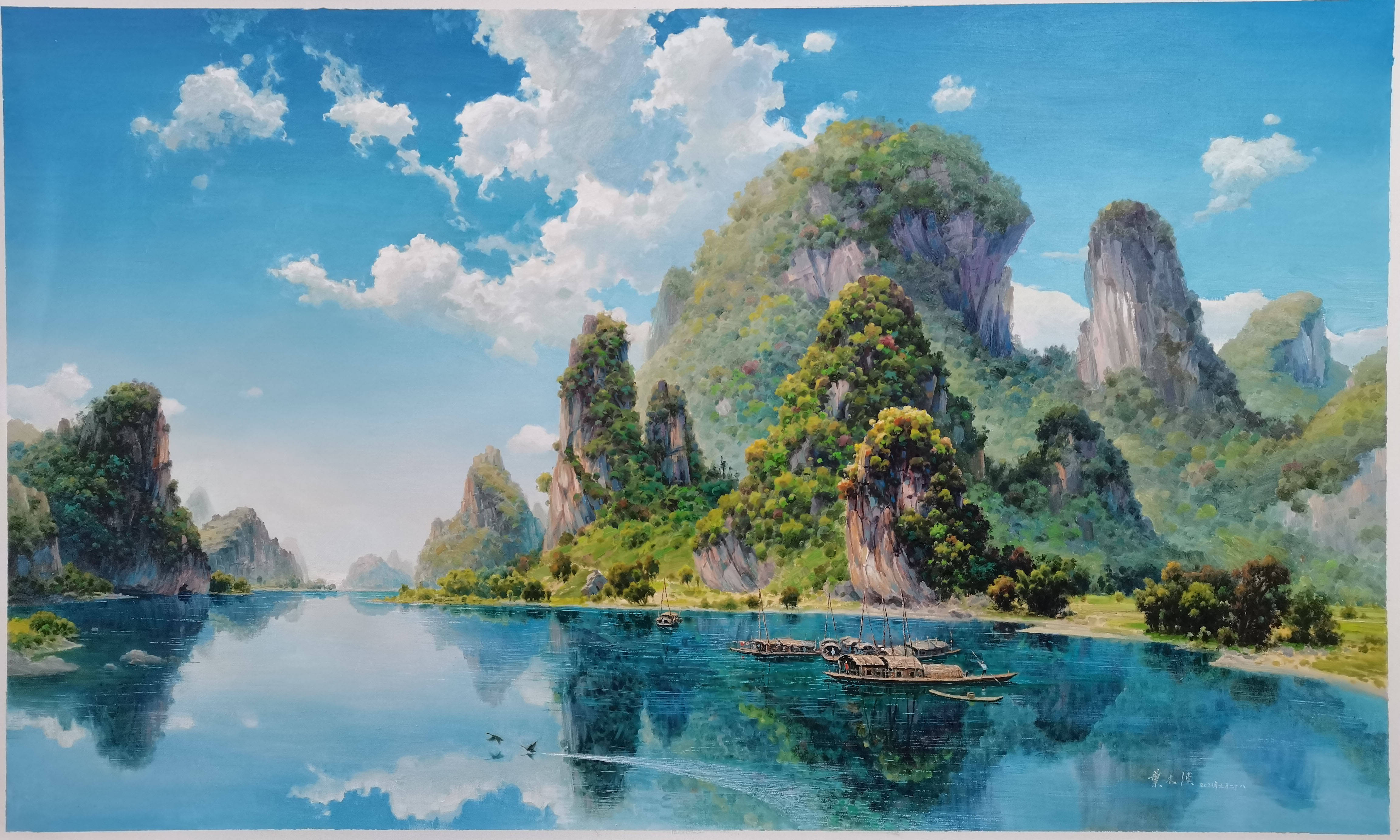 桂林山水油画新生代代表人物--叶木汉
