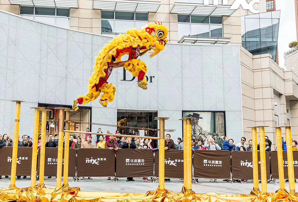 杭州舞狮队,开业庆典 大型梅花桩舞狮表演