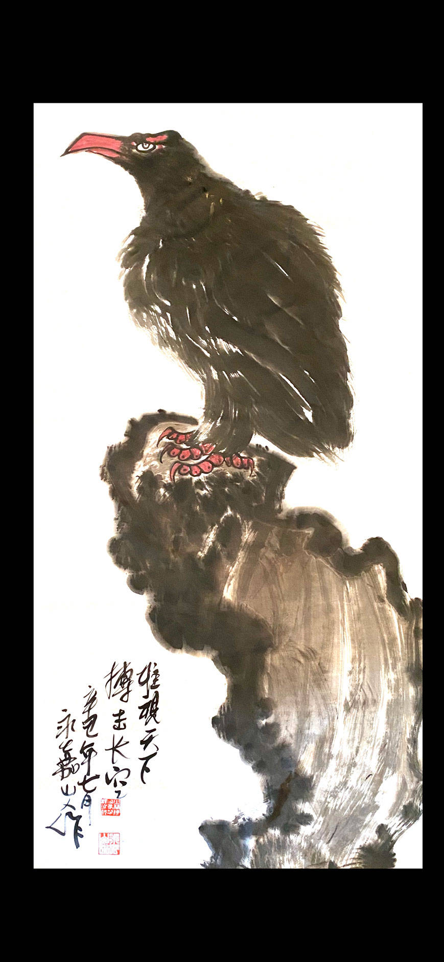 国画家,画鹰大家,指墨画艺术大师朱祖囯作品