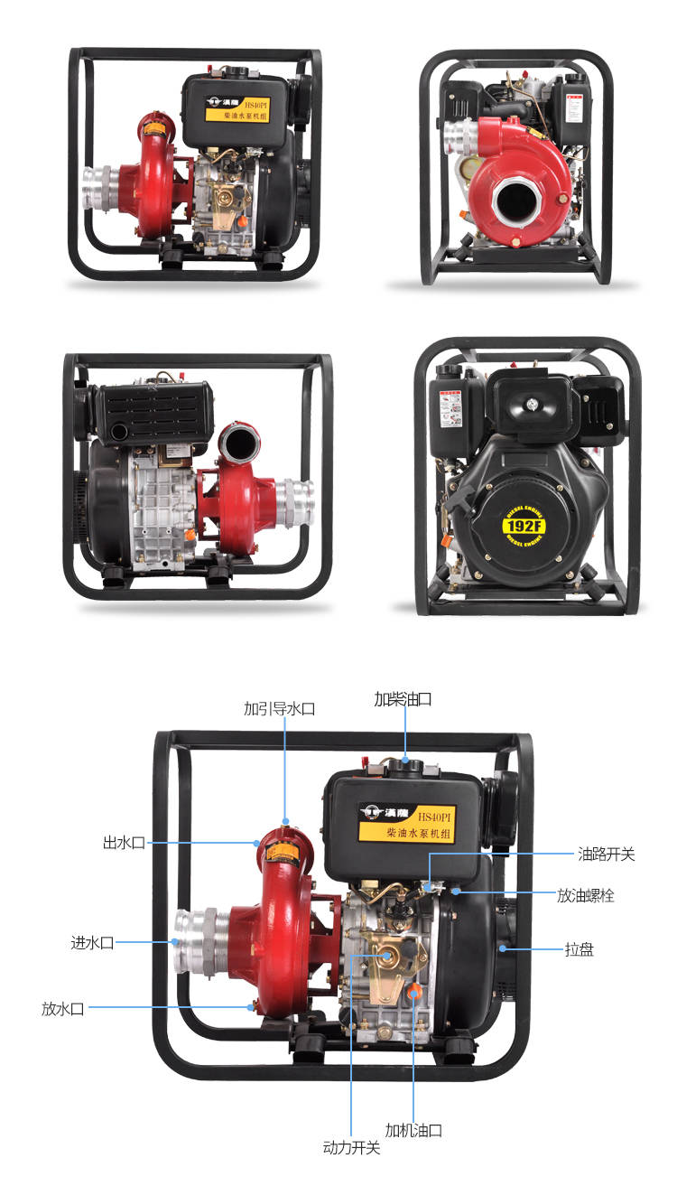 消防应急抢险柴油机高压泵3寸4寸抽水泵