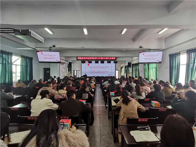 桃源县教师进修学校传达学习常德市第八次党代会精神