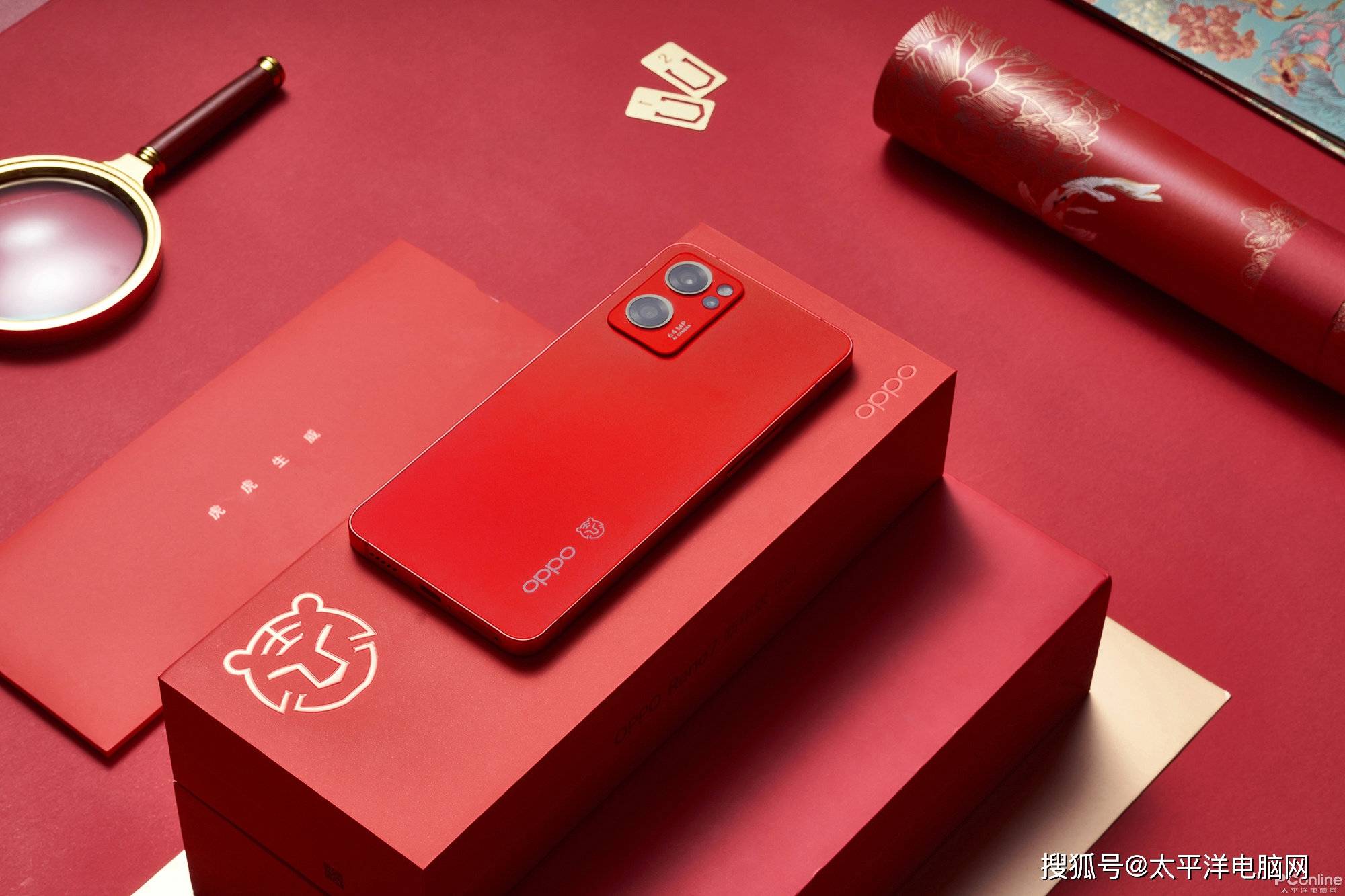 opporeno7红丝绒新年版图赏新年氛围拉满