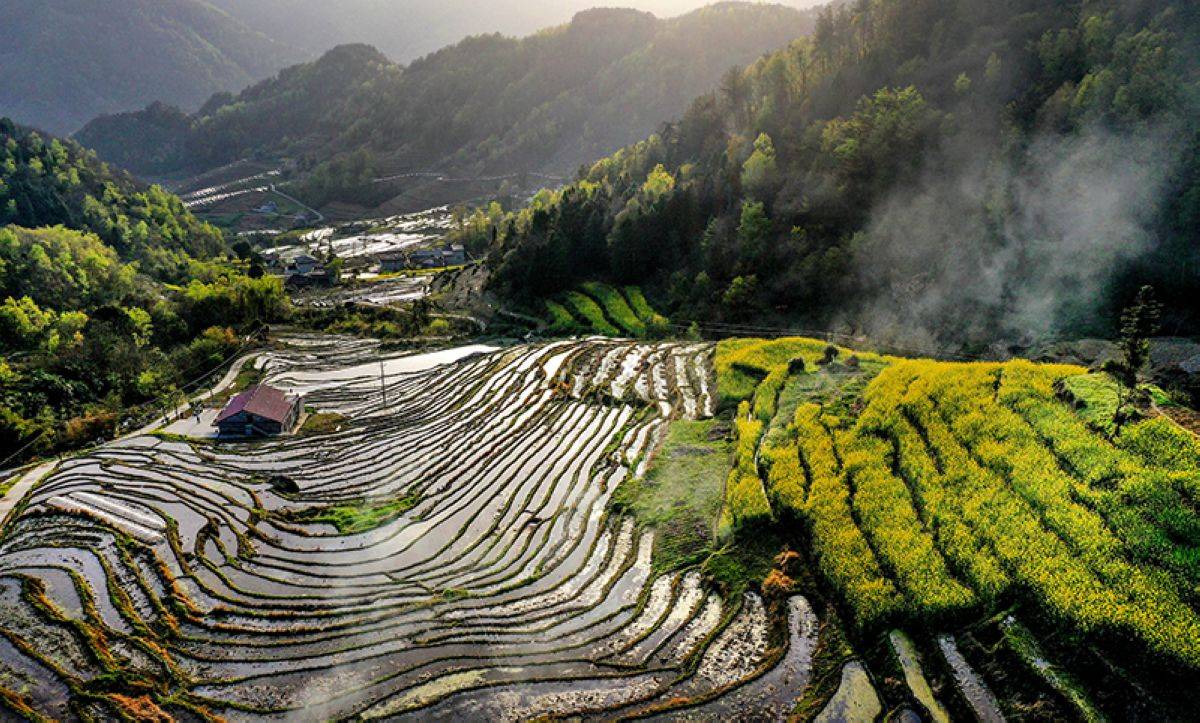 万物皆春人独老陕西省安康市岚皋县南宫山镇桂花村田园风光图