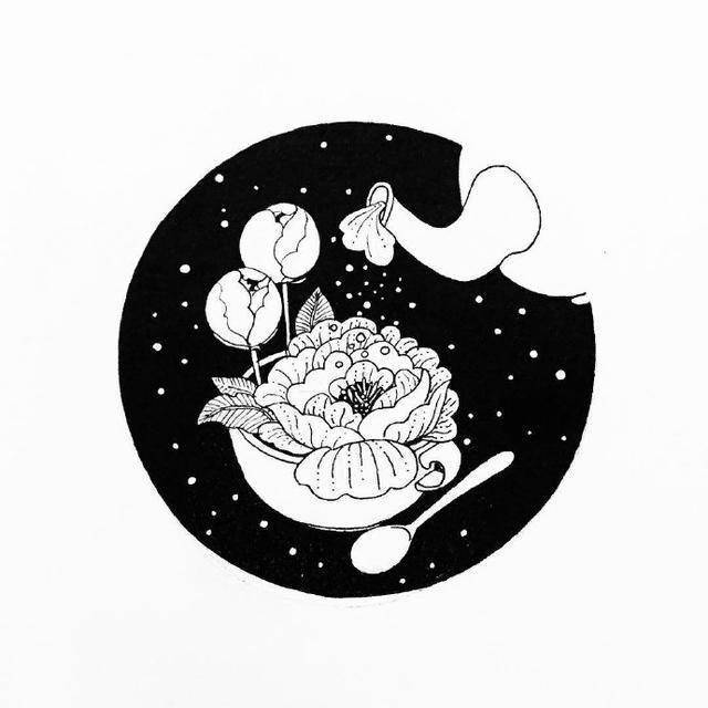黑白插画!