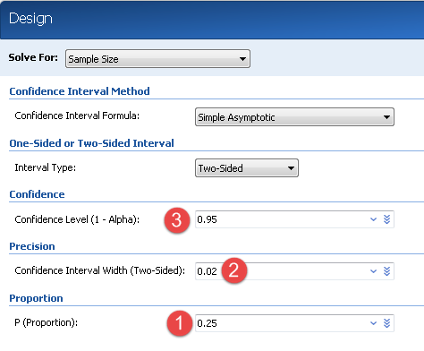 2)单击【calculate】按钮,得到主要结果.该研究至少要调查7203名儿童.