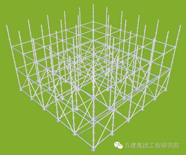 step7 根据架体步距,安装第二步水平杆