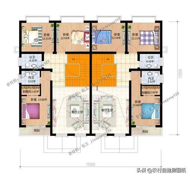 4款小户型双拼别墅开间仅15米简约大气适合建在农村