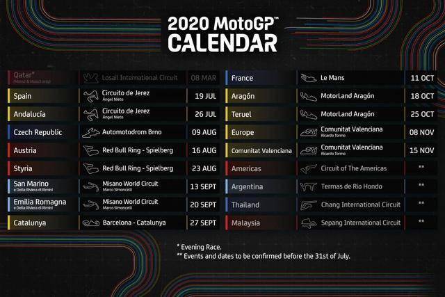 MotoGP 2020 赛程表更新_比赛