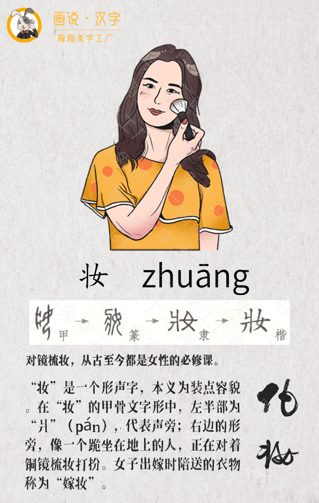 画说汉字妆对镜梳妆从古至今都是女人的必修课