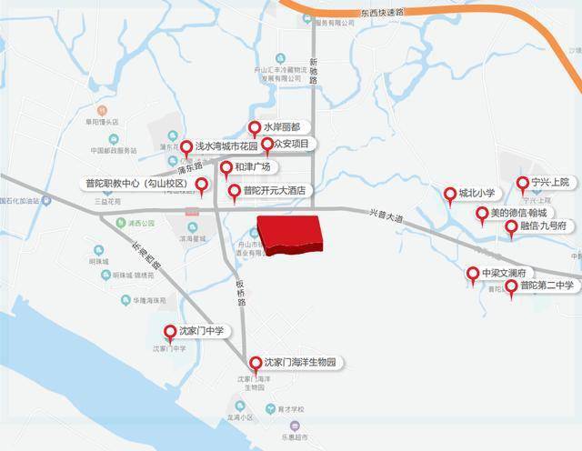 东与朱家尖街道隔海为邻,南与桃花镇隔港相望,西连定海区临城街道,北
