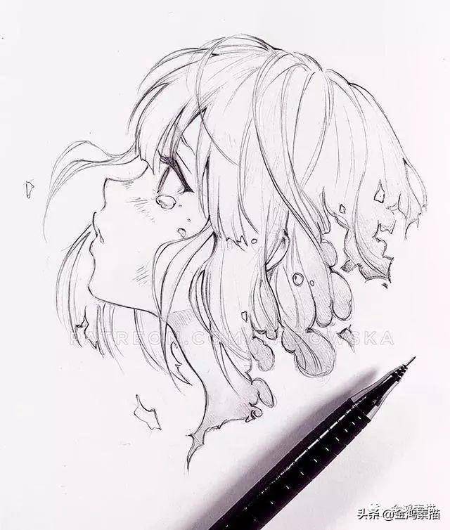 超美的日漫风格少女线条,灵气逼人 | 线描