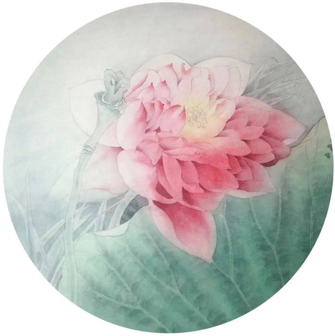 工笔花鸟画,画风既传承了中国画的优良传统又结合了西方绘画的特点