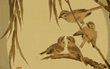 短片从第一帧开始就古韵悠然, 风吹树叶动,鸟飞展翅高.