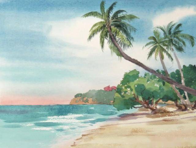 用水彩,画面朝大海,春暖花开