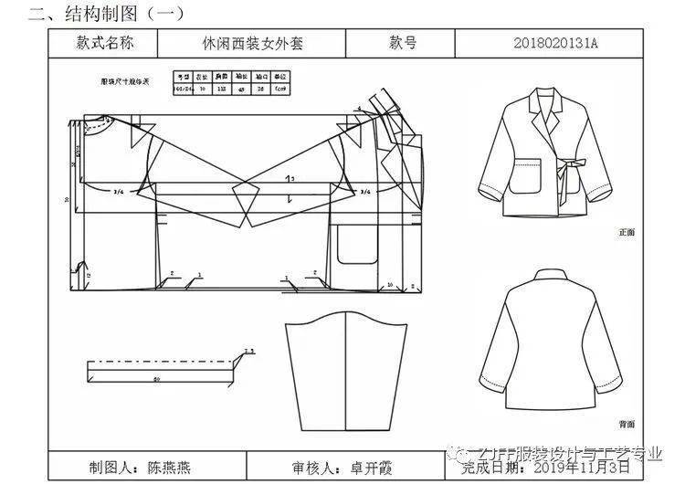 zjff服装设计与工艺专业《女装样板设计与制作》课程作业展