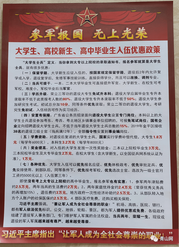 【青山村】2020年度征兵宣传开始报名啦