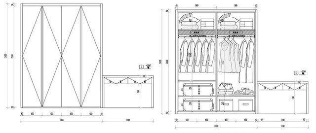 主卧衣柜立面图及功能解析