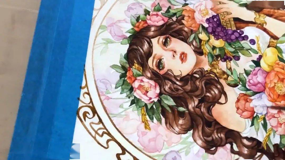 【视频】超华丽的森系美少女水彩手绘