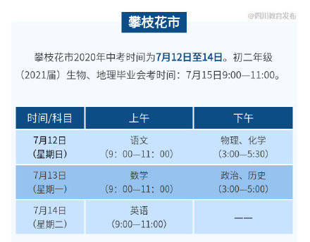 四川省|最早明日开考！四川省14市州中考具体时间汇总