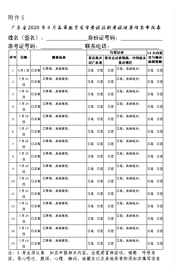 超详细!粤康码申报攻略来啦,点击下载自学考试健康申报表!