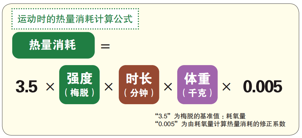 主要运动的热量消耗量