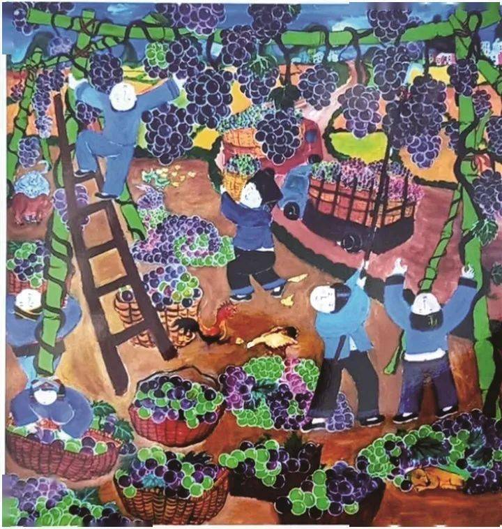 入选"壮丽70年·阔步新时代"全国农民画创作展,2019年4月,"壮美广西