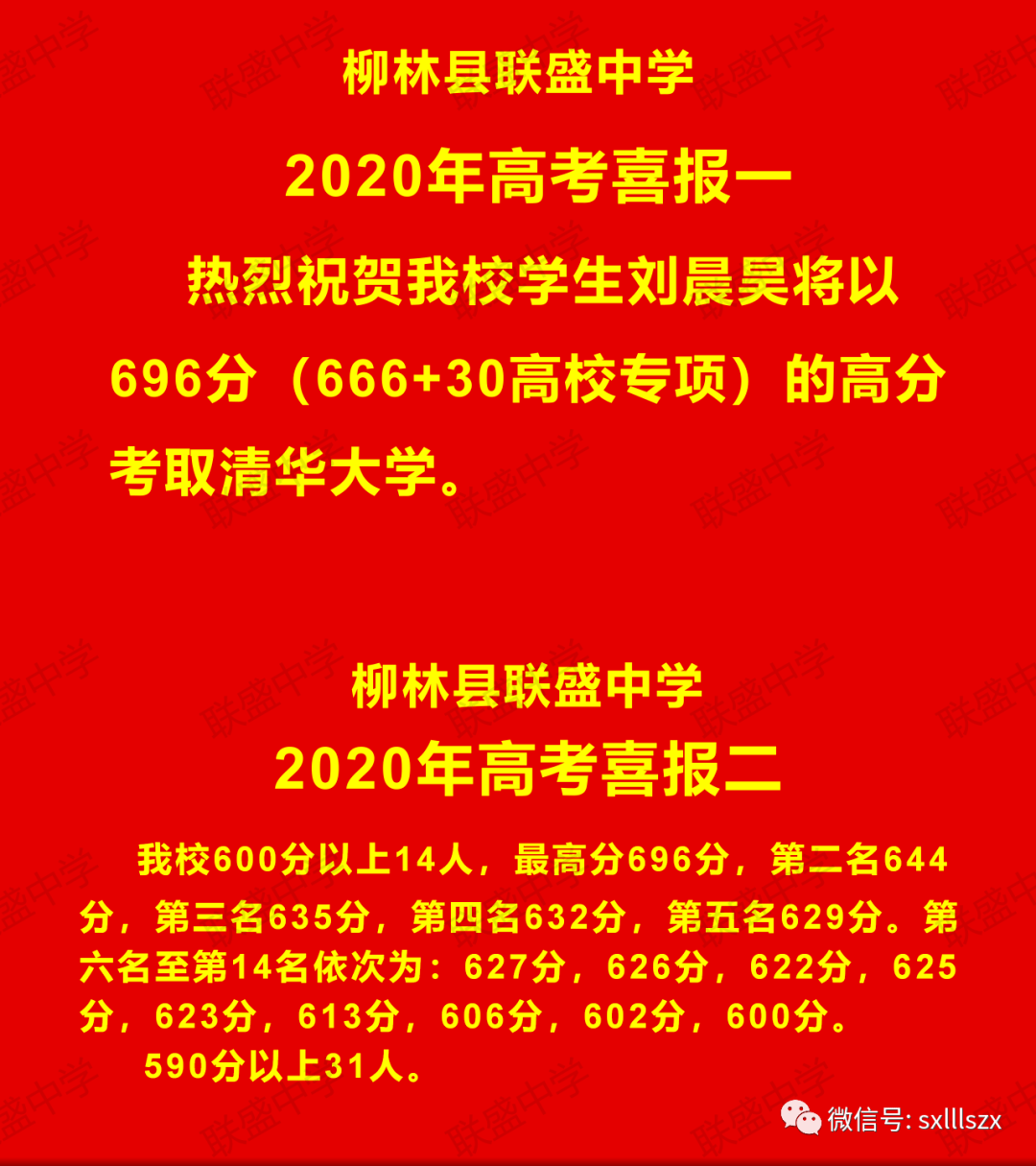 重磅!吕梁各学校喜报出炉,文理科状元刷爆朋友圈!