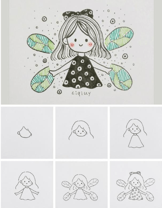 【简笔画教程】清新可爱小女孩的画法教程