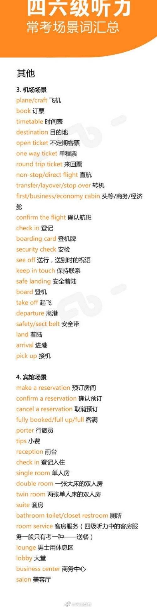 场景|保存这份四六级听力常考场景词汇总，助你高分过级