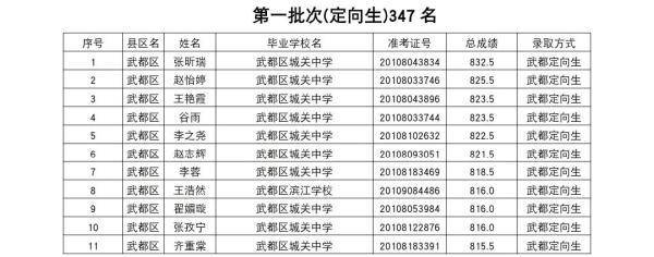 陇南|陇南一中2020年高中招生录取榜示