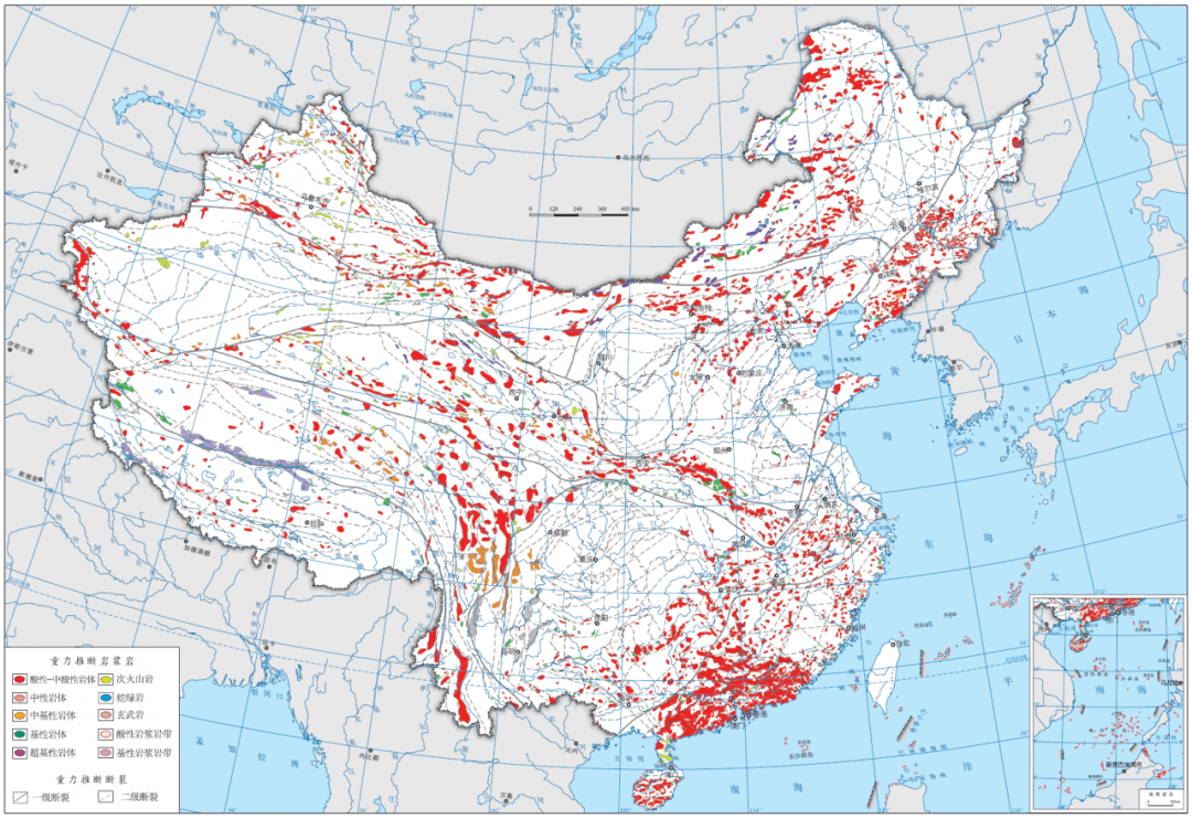 10-中国陆域断裂与岩浆岩分布图