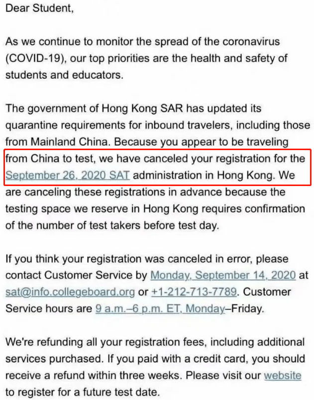 重磅 Cb官方已确认取消9 10月香港sat考试 成绩