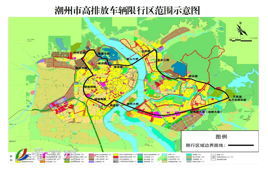 大道)—潮州大桥—南堤路—绿榕南路—绿榕西路—潮州大道—外环北路